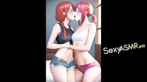 Naughty lesbians have sensual ASMR fun together