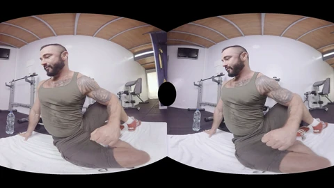 Virtual reality, gay brunette, hairy